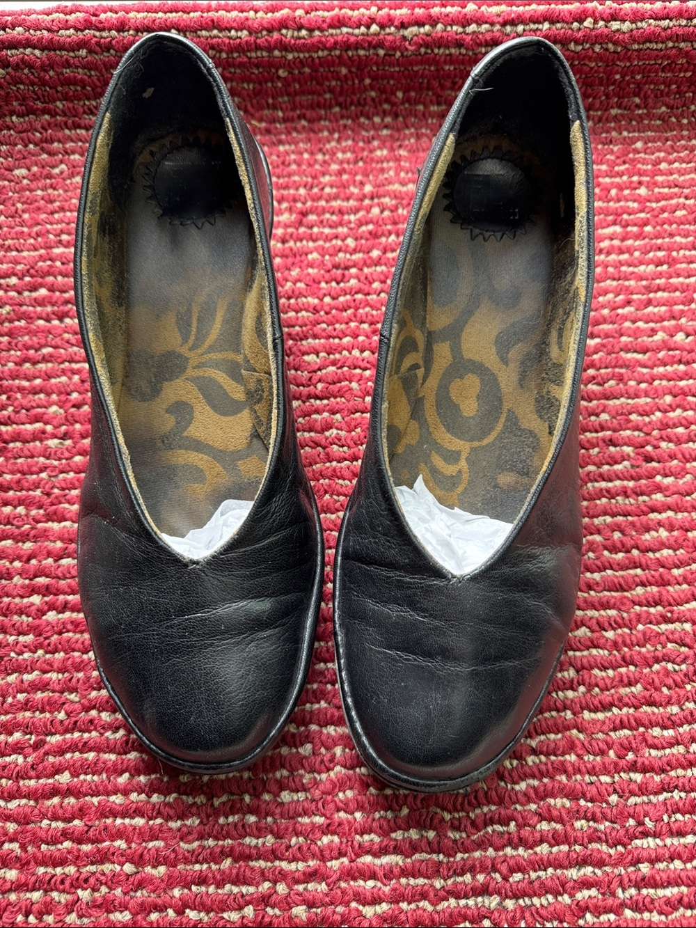 Fly London Black Leather Wedge Flats size 39/ U.S. 8.5